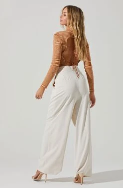 Boyfriend Criss Cross Pleated Wide Leg Pants -Astr The Label Shop ACP7225 OFFWHITE 4