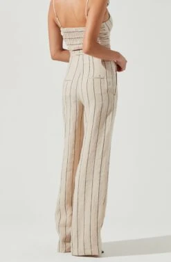 Denair Pinstripe Wide Leg Pants -Astr The Label Shop ACP7229 TAN BLACK 4