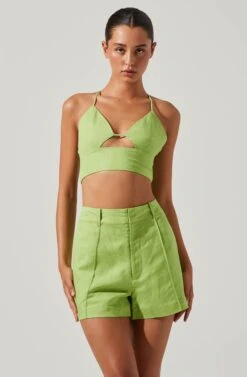 Amiah Seamed High Waist Shorts -Astr The Label Shop ACP7247 KIWI 2