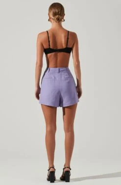 Amiah Seamed High Waist Shorts -Astr The Label Shop ACP7247 LAVENDER 5