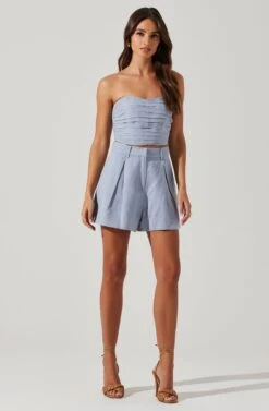 Jacinta High Waist Shorts -Astr The Label Shop ACP7268 SLATEBLUE 1