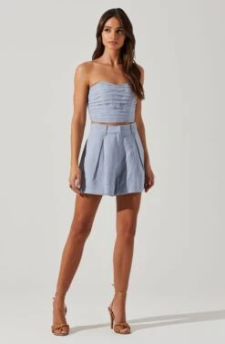 Jacinta High Waist Shorts -Astr The Label Shop ACP7268 SLATEBLUE 2