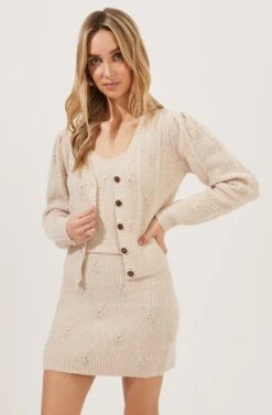 Tea Party Floral Embroidered Knit Mini Skirt 11 Tea Party Floral Embroidered Knit Mini Skirt -Astr The Label Shop ACS7221 BLUSHFLOWER 1