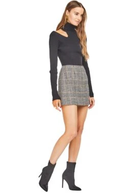 Raye Mini Skirt -Astr The Label Shop ACS9001 BLACK MUSTARD PLAID 02
