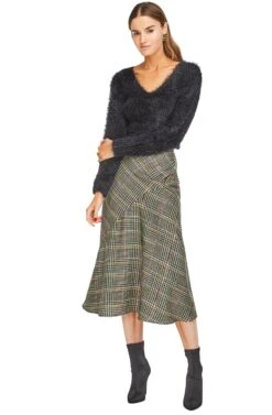 Marsha Skirt -Astr The Label Shop ACS9005 SAGE MULTI PLAID 01