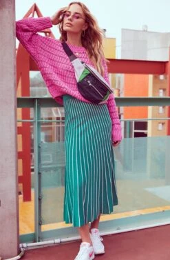 Yuri Pleated Midi Skirt 8 Yuri Pleated Midi Skirt -Astr The Label Shop ACS9012 GREEN WHITE STRIPE 4