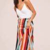 Monica Striped Midi Skirt 1 Monica Striped Midi Skirt -Astr The Label Shop ACS9020 AQUA ORANGE STRIPE 2A