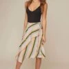 Dallas Striped Asymmetrical Midi Skirt