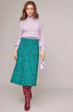 Pamela Leopard Midi Skirt -Astr The Label Shop ACS9022B GREEN LILAC LEOPARD 3A