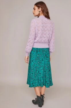 Pamela Leopard Midi Skirt -Astr The Label Shop ACS9022B GREEN LILAC LEOPARD 6A