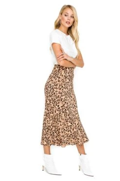 Midi A-Line Skirt -Astr The Label Shop ACS9022 LEOPARD PRINT 02
