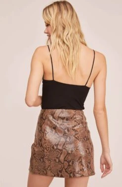 Come Slither Mini Skirt -Astr The Label Shop ACS9030 COCOA PYTHON 4