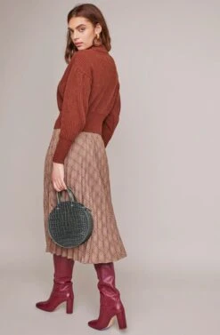 Nadiya Midi Skirt -Astr The Label Shop ACS9034 ESPRESSO MULTI PLAID 3A