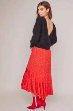 Nova Midi Skirt -Astr The Label Shop ACS9035 RED FLORAL DOT 4A