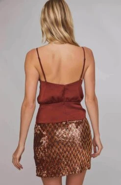 Tai Sequin Skirt -Astr The Label Shop ACS9037 RUST GOLD SEQUINS 4B