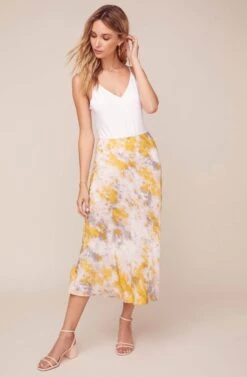 Nava Tie Dye Midi Skirt -Astr The Label Shop ACS9045C LEMON PINK TIE DYE 6