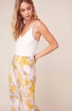 Nava Tie Dye Midi Skirt -Astr The Label Shop ACS9045C LEMON PINK TIE DYE 7