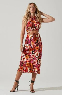Nava Floral Midi Skirt 10 Nava Floral Midi Skirt -Astr The Label Shop ACS9045S REDFLORAL 1