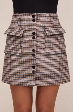 Kira Plaid Skirt -Astr The Label Shop ACS9054 HAZELNUT PLAID 3