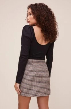 Kira Plaid Skirt -Astr The Label Shop ACS9054 HAZELNUT PLAID 5