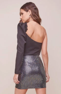 Layla Metallic Ruffle Mini Skirt -Astr The Label Shop ACS9058 BLACK DISCO 3 2