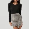 Layla Metallic Ruffle Mini Skirt -Astr The Label Shop ACS9058 CHAMPAGNE 1700