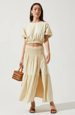 Perfect Oasis Tiered Midi Skirt -Astr The Label Shop ACS9062 VANILLA 1