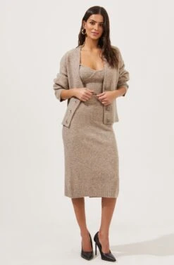 Belmont Knit Midi Skirt -Astr The Label Shop ACS9063 TAUPEGREYMARL 5