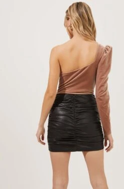 Roselle Faux Leather Ruched Mini Skirt -Astr The Label Shop ACS9066 BLACK 4