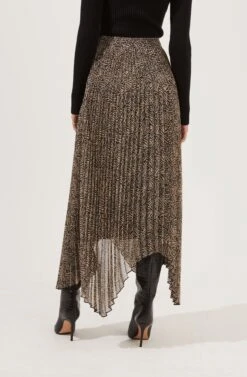 Animal Instinct Pleated Midi Skirt -Astr The Label Shop ACS9070 BLACKTAUPEANIMAL 6