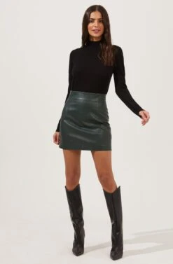 Meika Faux Leather Mini Skirt 22 Meika Faux Leather Mini Skirt -Astr The Label Shop ACS9072 GREEN 1