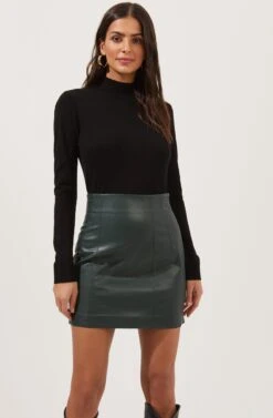 Meika Faux Leather Mini Skirt 20 Meika Faux Leather Mini Skirt -Astr The Label Shop ACS9072 GREEN 2