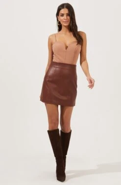Meika Faux Leather Mini Skirt 26 Meika Faux Leather Mini Skirt -Astr The Label Shop ACS9072 RUSTBROWN 1