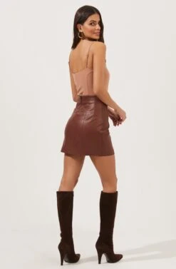 Meika Faux Leather Mini Skirt 28 Meika Faux Leather Mini Skirt -Astr The Label Shop ACS9072 RUSTBROWN 3