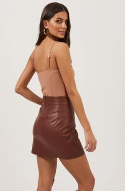 Meika Faux Leather Mini Skirt 29 Meika Faux Leather Mini Skirt -Astr The Label Shop ACS9072 RUSTBROWN 4