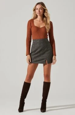 Audrey Plaid Mini Skirt 15 Audrey Plaid Mini Skirt -Astr The Label Shop ACS9074B BLACK TANPLAID 1