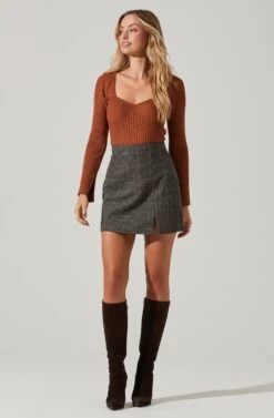 Audrey Plaid Mini Skirt 16 Audrey Plaid Mini Skirt -Astr The Label Shop ACS9074B BLACK TANPLAID 2