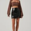 Audrey Faux Leather Mini Skirt -Astr The Label Shop ACS9074 BLACK 1