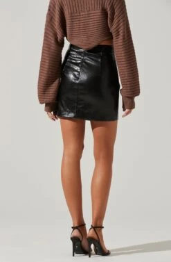 Audrey Faux Leather Mini Skirt 13 Audrey Faux Leather Mini Skirt -Astr The Label Shop ACS9074 BLACK 3