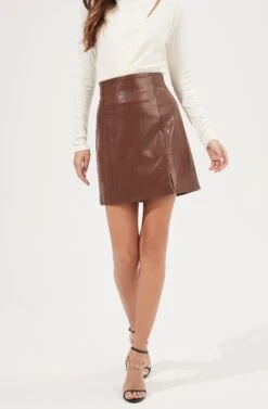 Audrey Faux Leather Mini Skirt 16 Audrey Faux Leather Mini Skirt -Astr The Label Shop ACS9074 BROWN 3