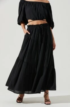 Balboa Tiered Maxi Skirt -Astr The Label Shop ACS9080 BLACK 2