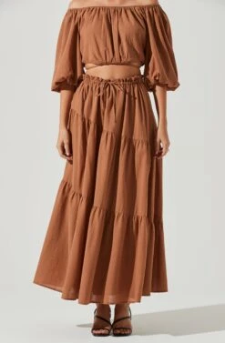 Balboa Tiered Maxi Skirt -Astr The Label Shop ACS9080 BROWN 2 2ce4aba2 e9ec 4473 a883 e41b230c1541