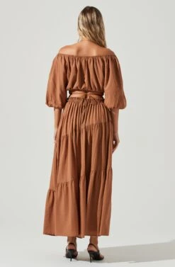 Balboa Tiered Maxi Skirt -Astr The Label Shop ACS9080 BROWN 3 49da8747 24db 4306 b17b a09f956ed977