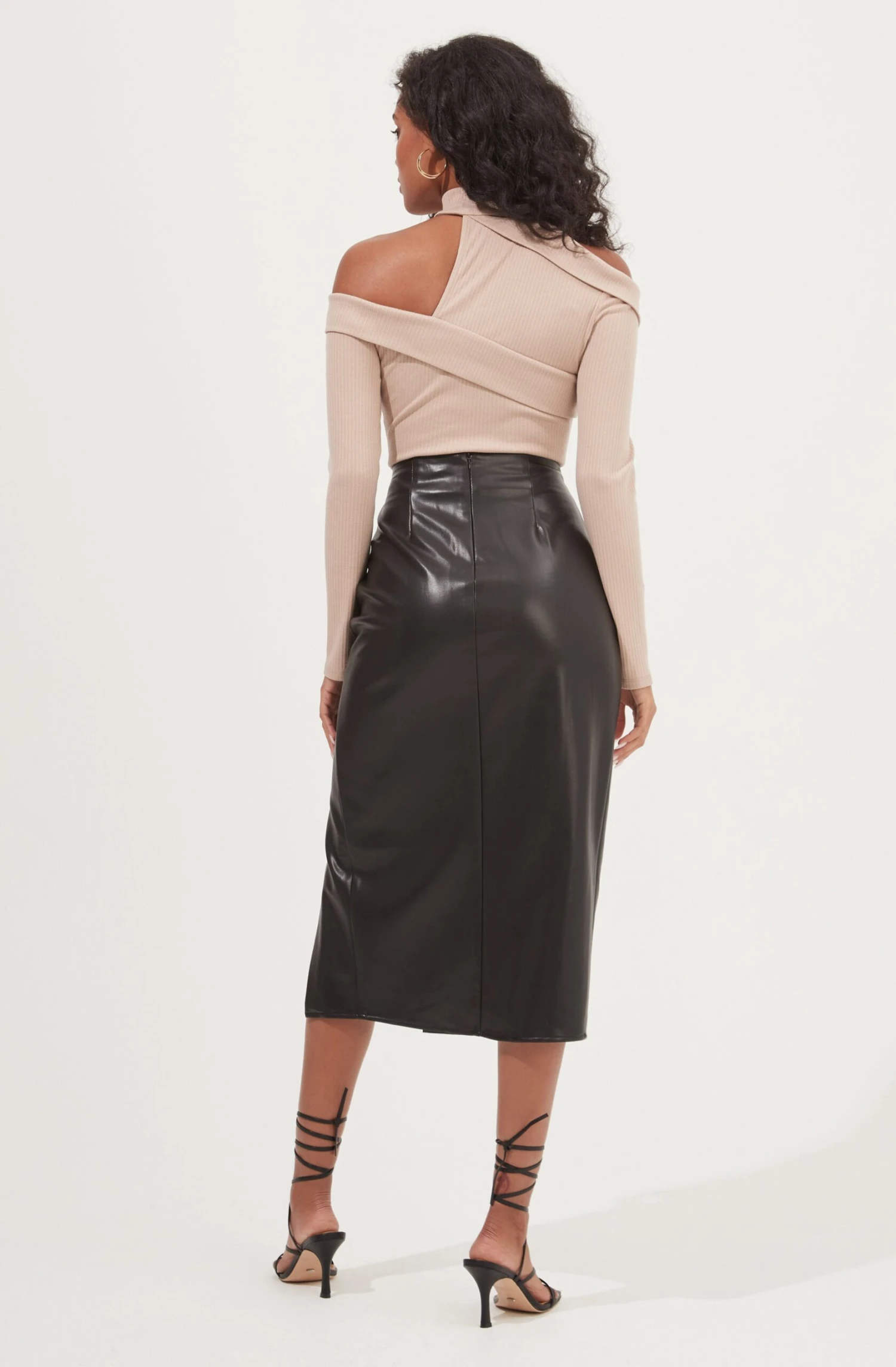 Alondra Ruched Faux Leather Midi Skirt 14 Alondra Ruched Faux Leather Midi Skirt - Image 12