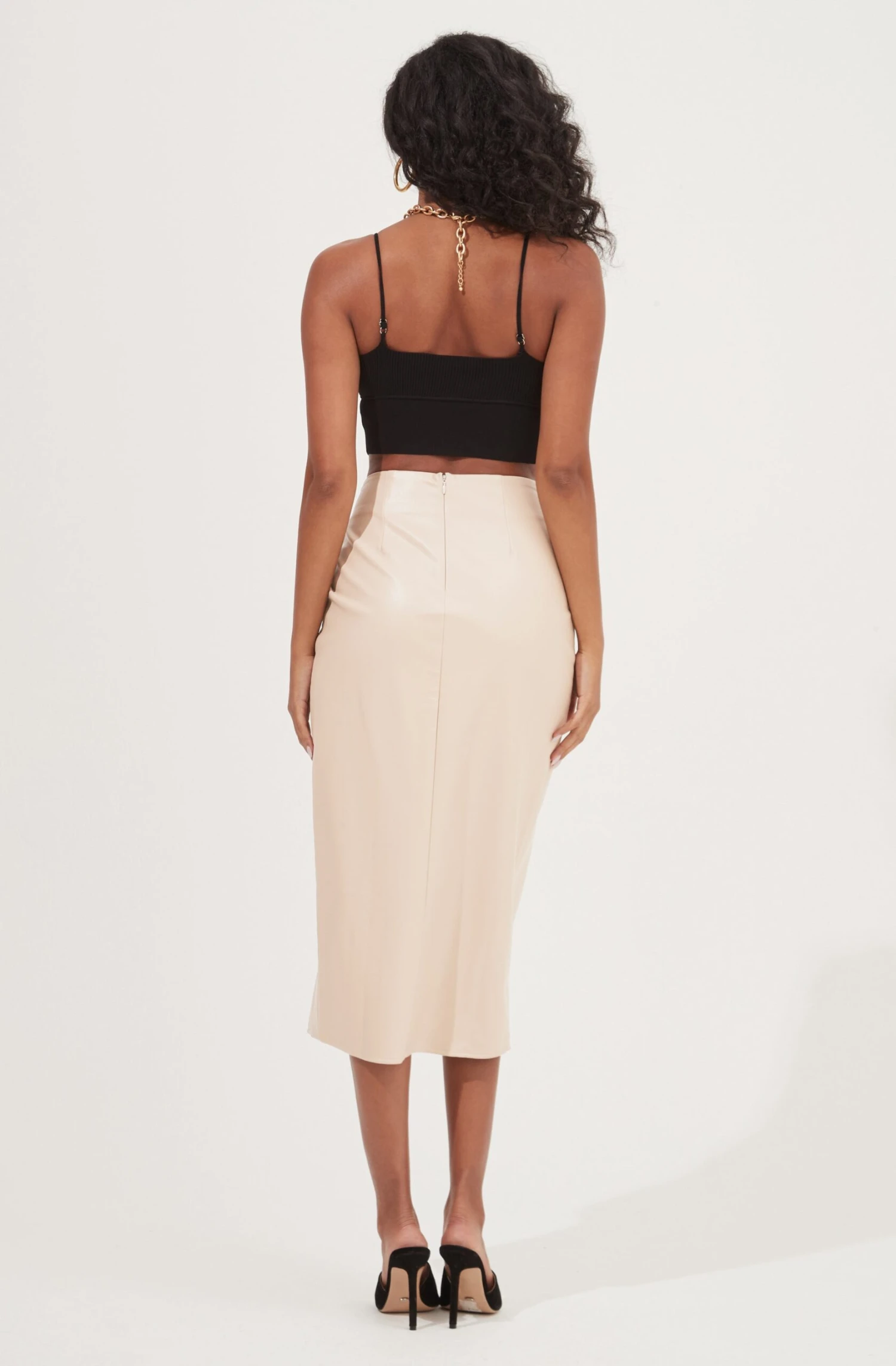 Alondra Ruched Faux Leather Midi Skirt 6 Alondra Ruched Faux Leather Midi Skirt - Image 4