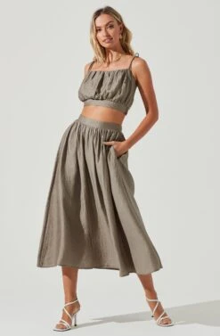 Terra Bella High Waist Midi Skirt -Astr The Label Shop ACS9085 MUSHROOM 1