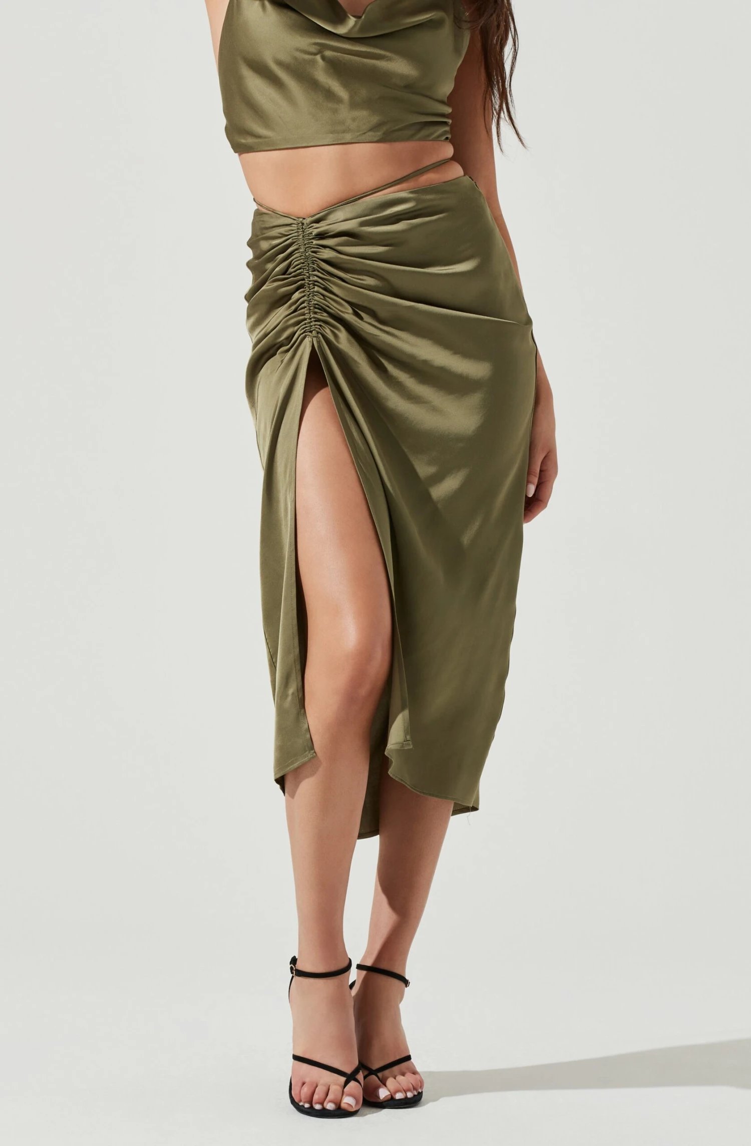 South Beach Ruched Tie Waist Midi Skirt 4 South Beach Ruched Tie Waist Midi Skirt - Image 2