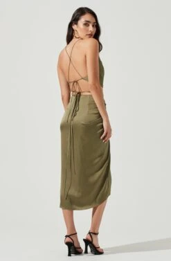 South Beach Ruched Tie Waist Midi Skirt 9 South Beach Ruched Tie Waist Midi Skirt -Astr The Label Shop ACS9088 OLIVE 3 851faed0 0c54 4478 88d6 fa52e134d36e