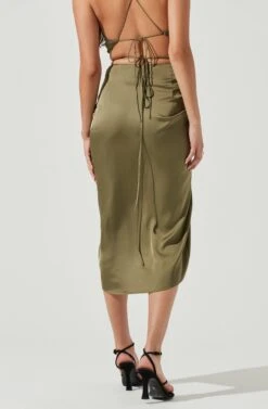 South Beach Ruched Tie Waist Midi Skirt 8 South Beach Ruched Tie Waist Midi Skirt -Astr The Label Shop ACS9088 OLIVE 4 f02af87f 038c 41dd bcc1 68d201dfca55