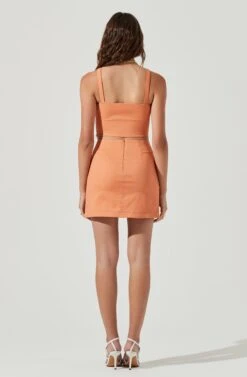 Monet Double Slit Mini Skirt -Astr The Label Shop ACS9093B PAPAYA 5 e7f38653 28c4 475a b84d 849b85354a14